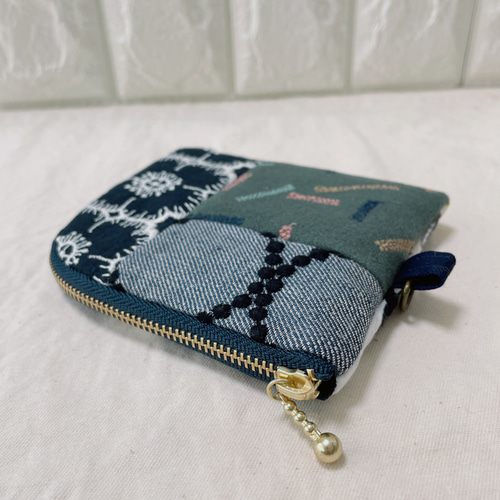 ミナペルホネンハンドメイド パッチワークL字ポーチ ポーチ みろん